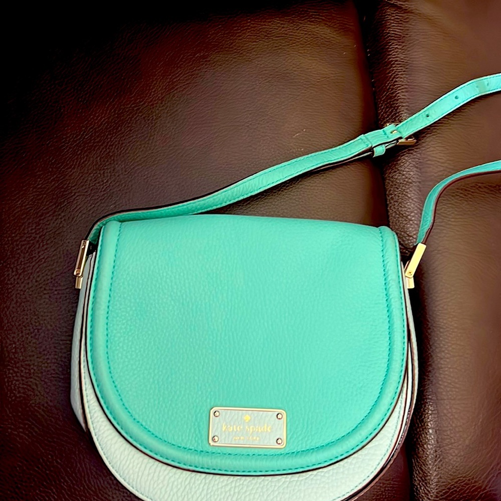 Kate Spade crossbody bag in light and teal blue. Mint condition.